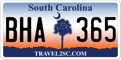 SC license plate BHA365