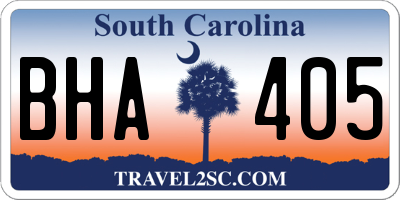 SC license plate BHA405