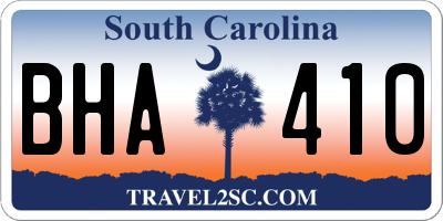 SC license plate BHA410