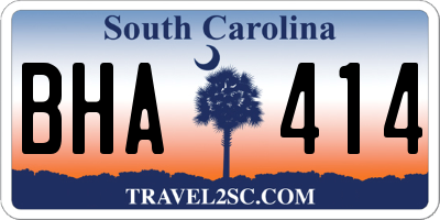 SC license plate BHA414