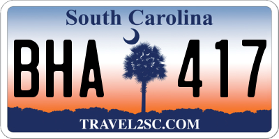 SC license plate BHA417