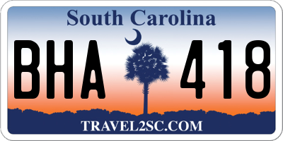 SC license plate BHA418
