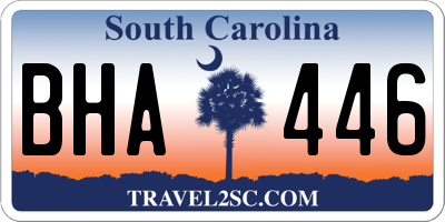SC license plate BHA446