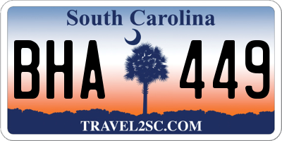 SC license plate BHA449