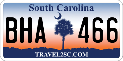 SC license plate BHA466