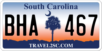 SC license plate BHA467