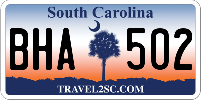 SC license plate BHA502