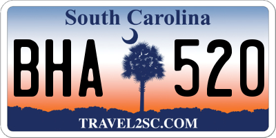 SC license plate BHA520