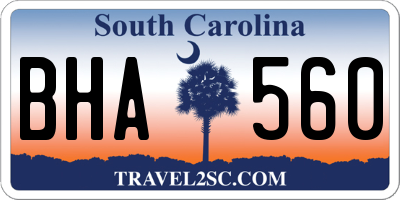 SC license plate BHA560