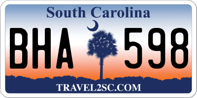 SC license plate BHA598