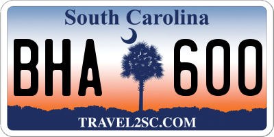 SC license plate BHA600