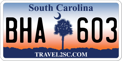 SC license plate BHA603
