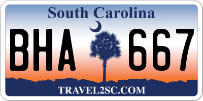 SC license plate BHA667