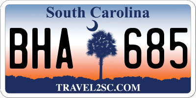 SC license plate BHA685