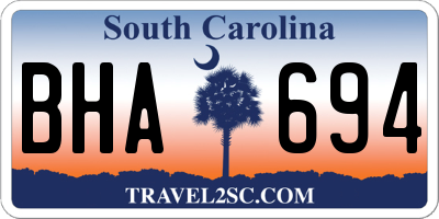 SC license plate BHA694