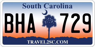 SC license plate BHA729