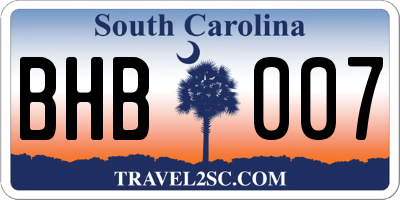 SC license plate BHB007
