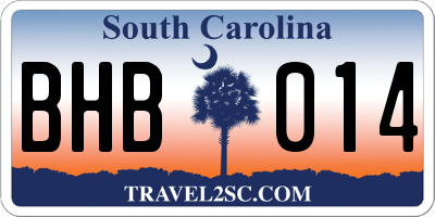 SC license plate BHB014
