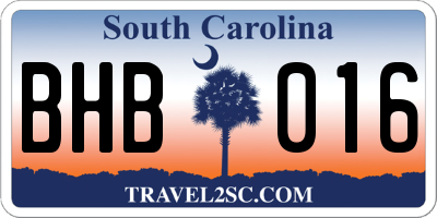 SC license plate BHB016