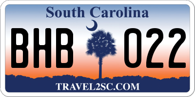 SC license plate BHB022
