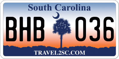 SC license plate BHB036