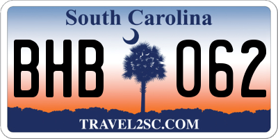 SC license plate BHB062