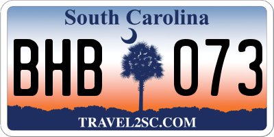 SC license plate BHB073