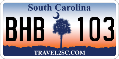 SC license plate BHB103