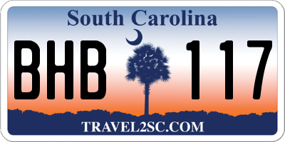 SC license plate BHB117