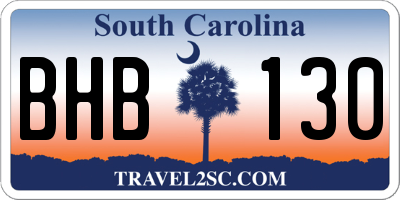 SC license plate BHB130