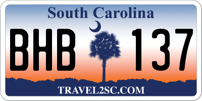 SC license plate BHB137