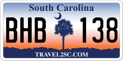 SC license plate BHB138
