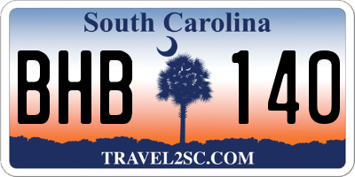SC license plate BHB140