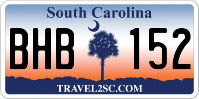 SC license plate BHB152