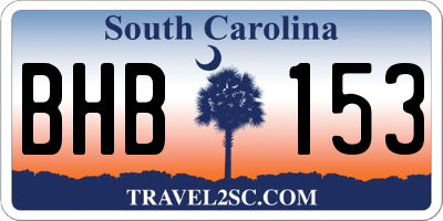 SC license plate BHB153