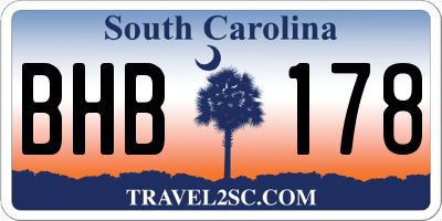 SC license plate BHB178