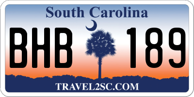 SC license plate BHB189