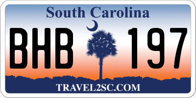 SC license plate BHB197