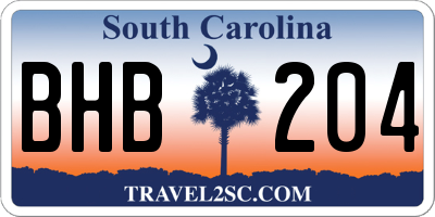 SC license plate BHB204