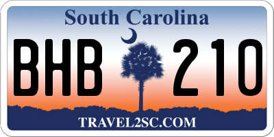 SC license plate BHB210