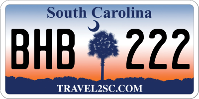 SC license plate BHB222