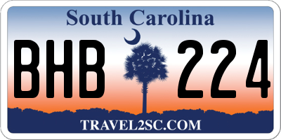 SC license plate BHB224