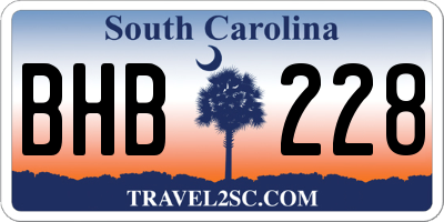 SC license plate BHB228