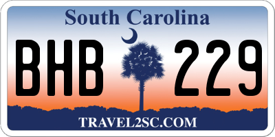 SC license plate BHB229
