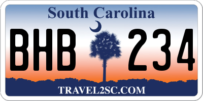 SC license plate BHB234