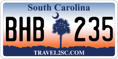 SC license plate BHB235