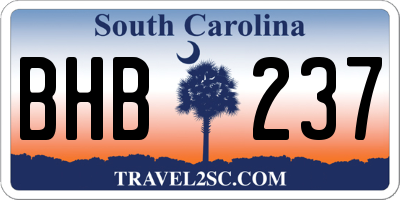 SC license plate BHB237