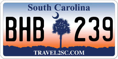 SC license plate BHB239