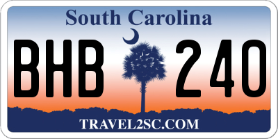 SC license plate BHB240