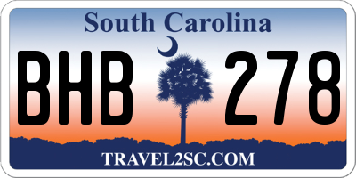 SC license plate BHB278